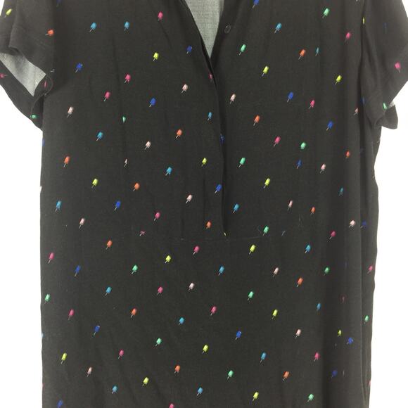 Paul Smith Ice Cream Mini Dress Medium Motif Black Pleated Rainbow Shirtdress - Picture 10 of 14